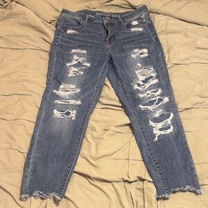 American Eagle Outfitters Women's Ripped Blue Jeans